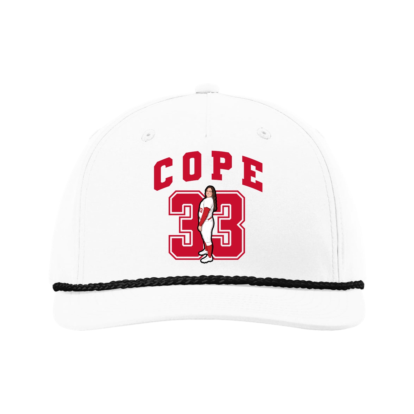 Five-Panel Classic Rope Cap — Number in White