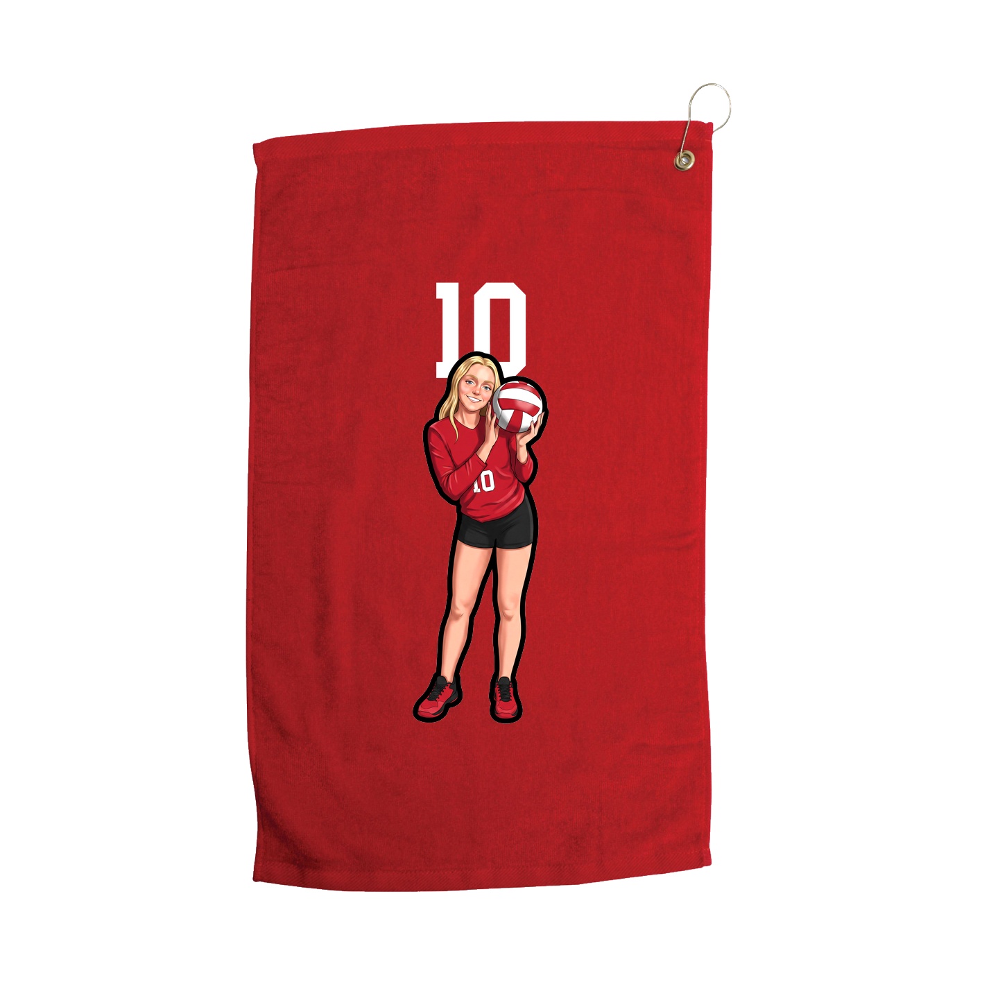 Golf Towel — Number Top in Red