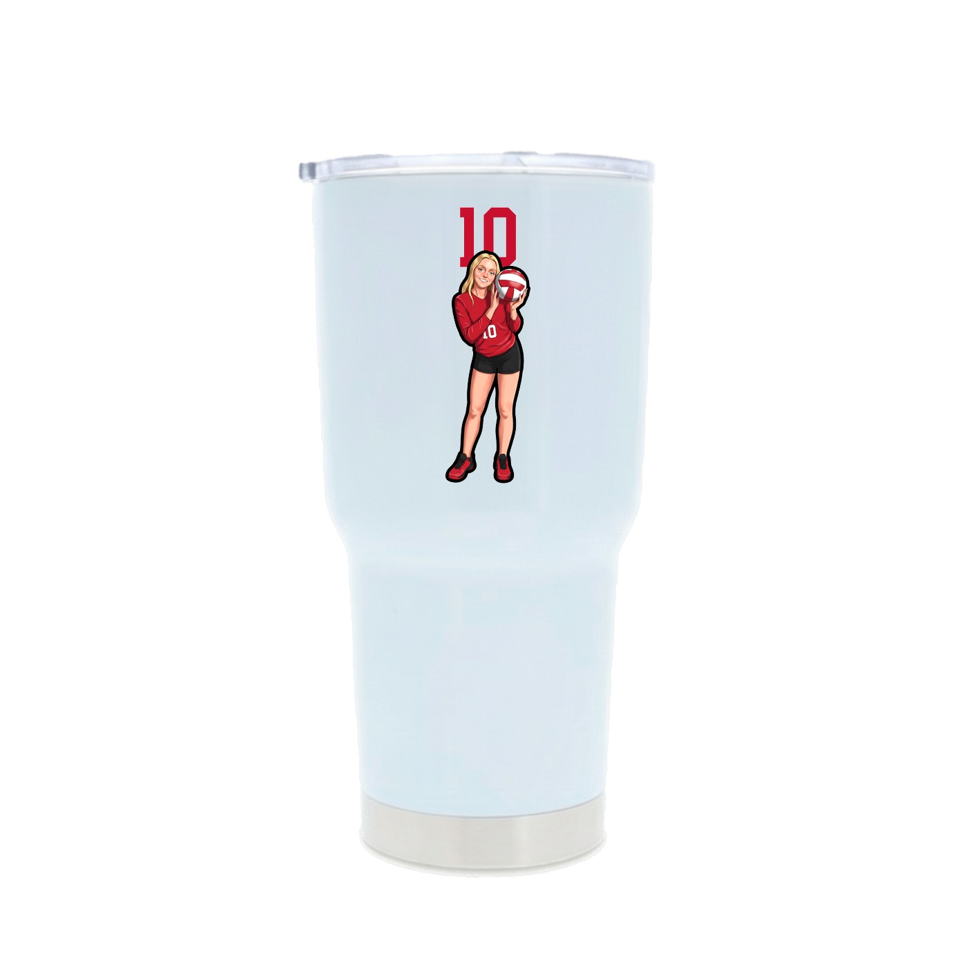 30oz Stainless Steel Tumbler — Number Top in White