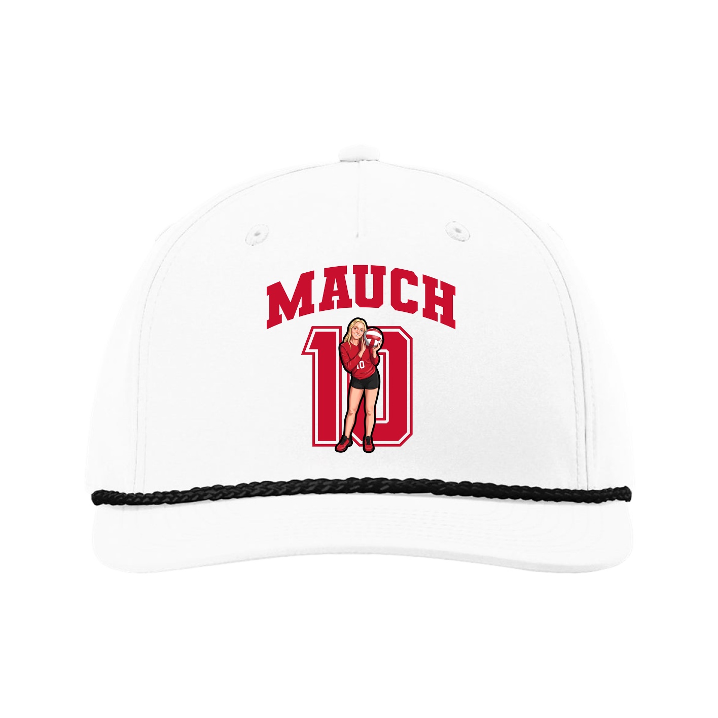 Five-Panel Classic Rope Cap — Number in White