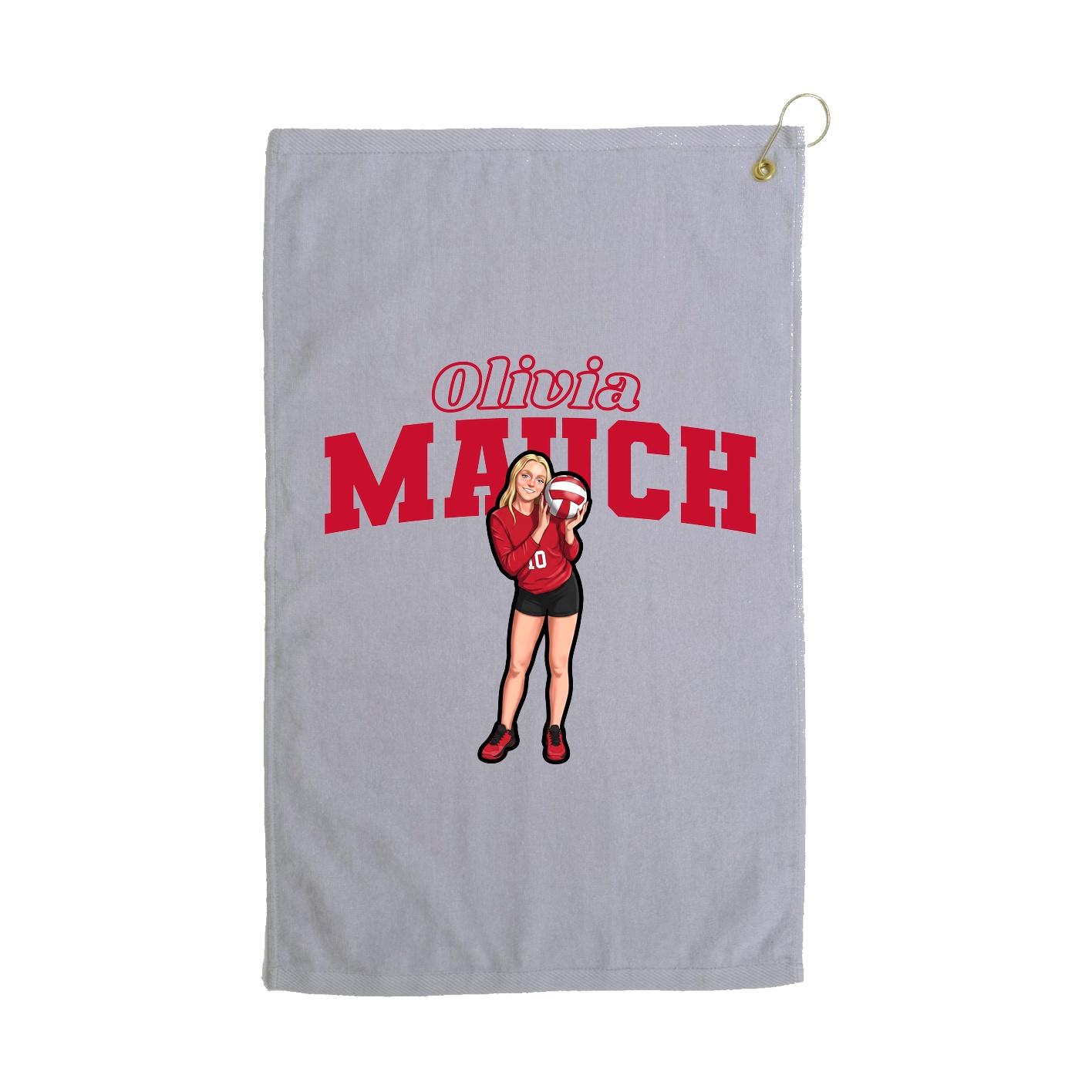 Golf Towel — Name Arch in Grey