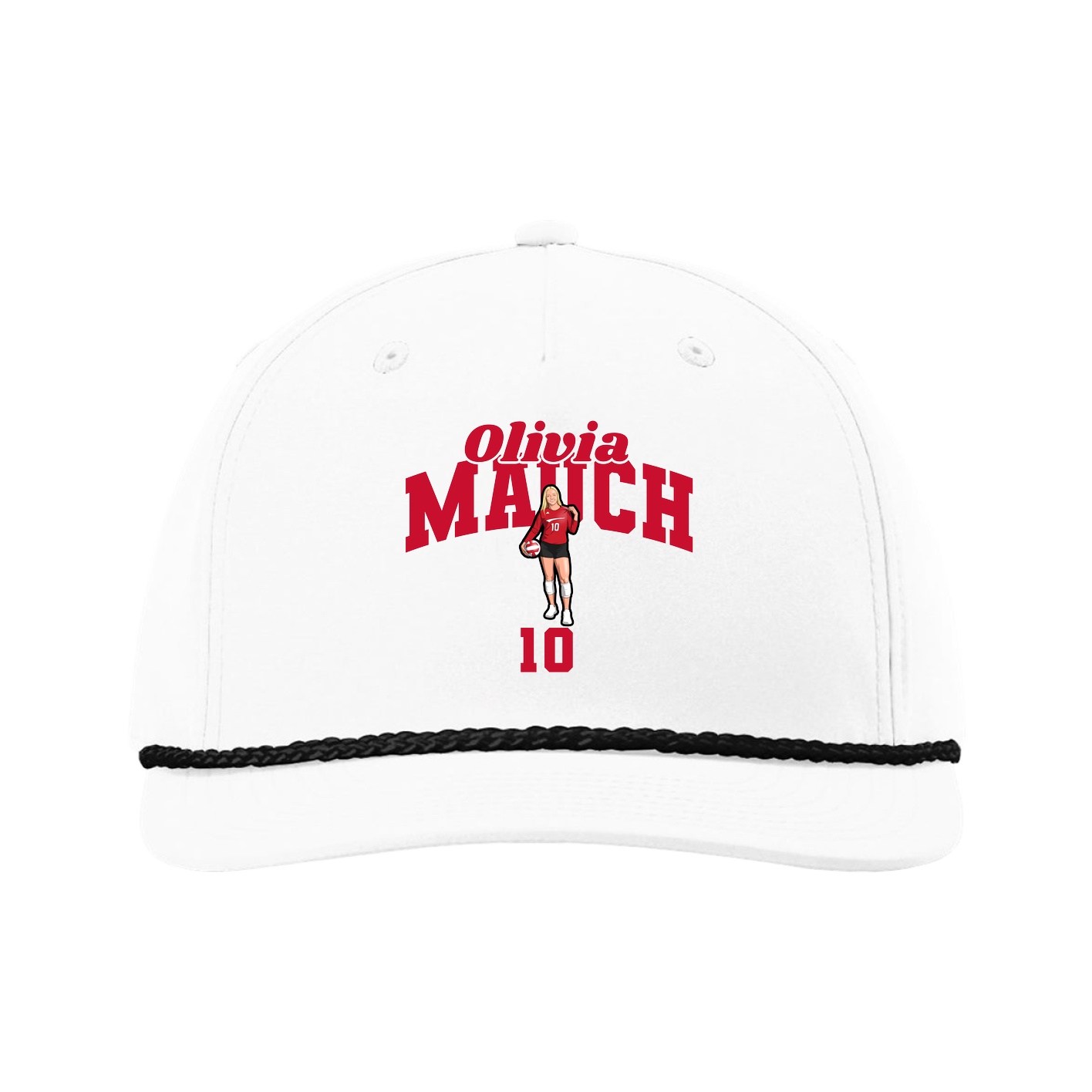 Five-Panel Classic Rope Cap — Signature Arch in White