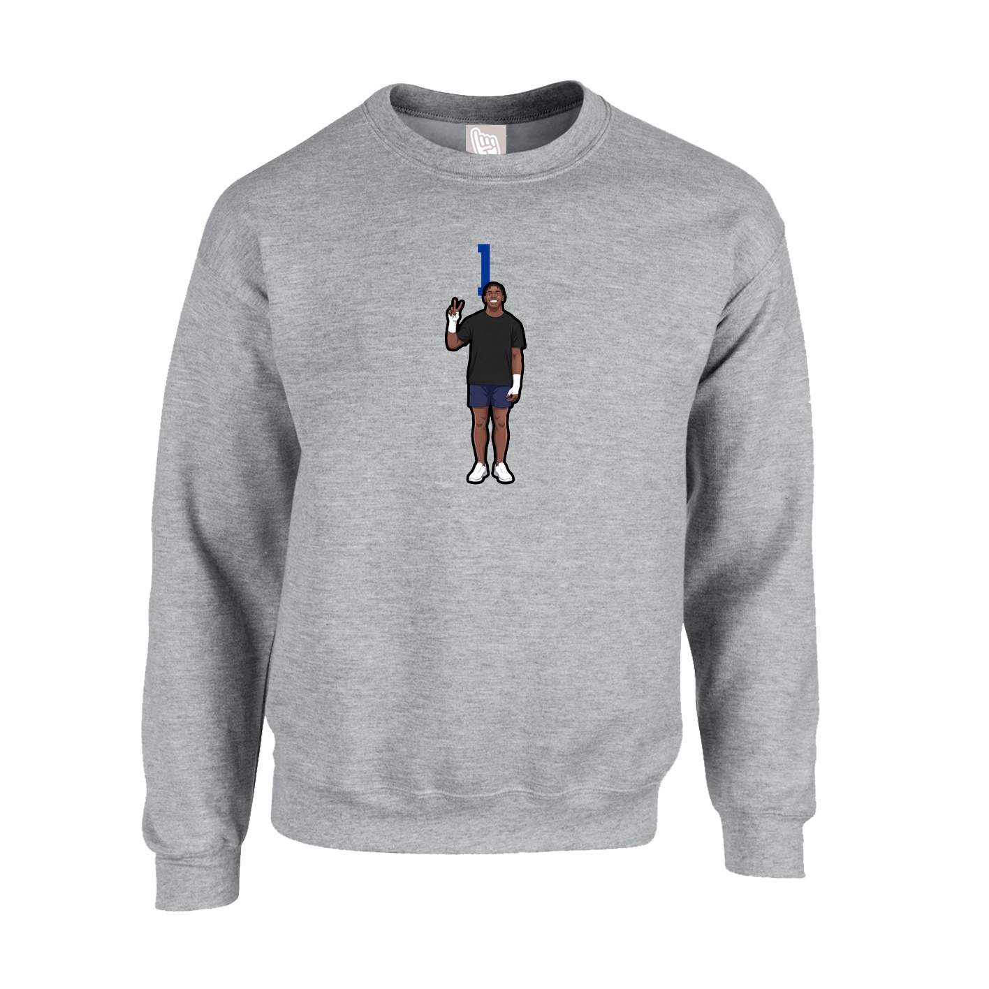 Fleece Crew — Number Top in Grey