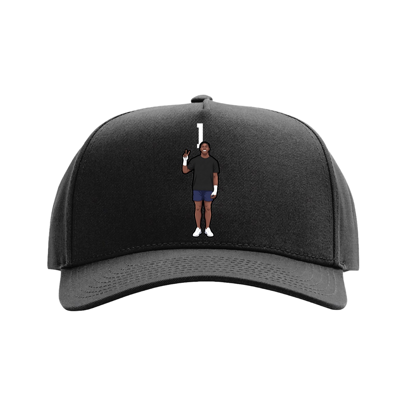 Full Fabric Five-Panel Champ Cap — Number Top in Black