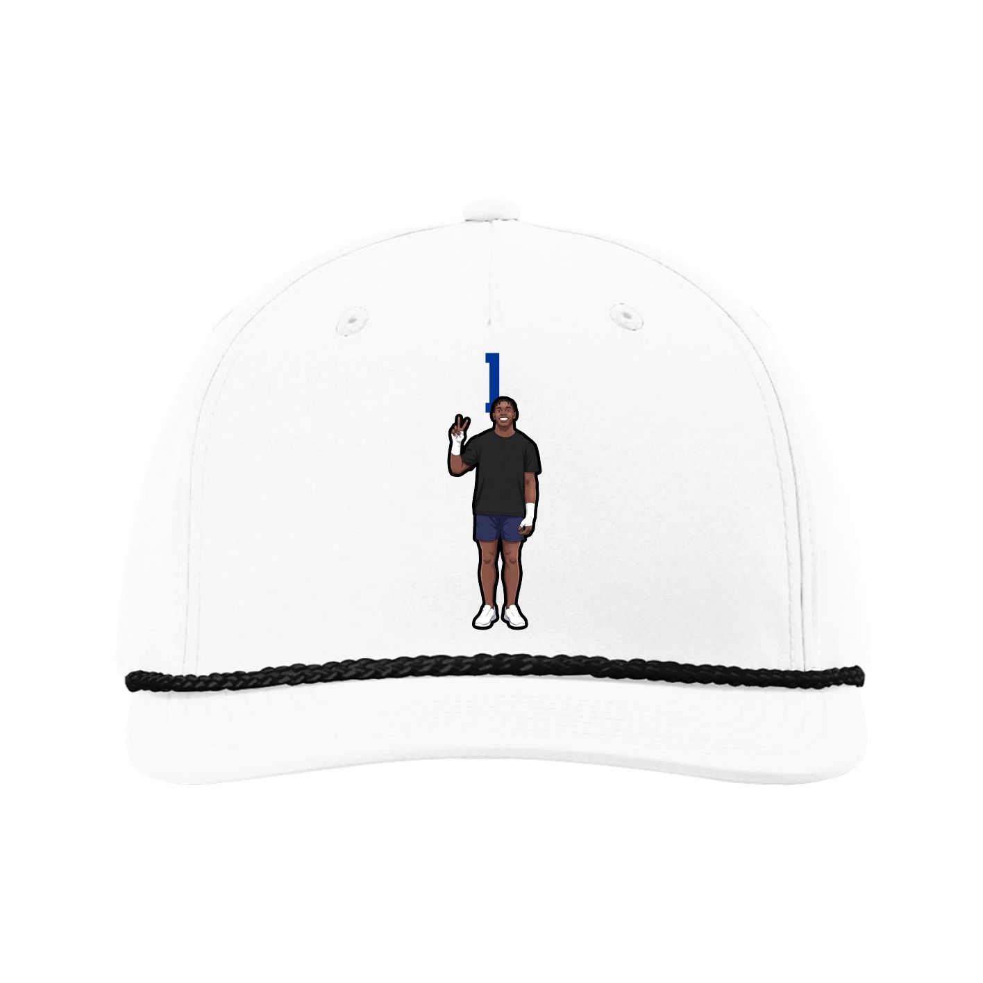 Five-Panel Classic Rope Cap — Number Top in White