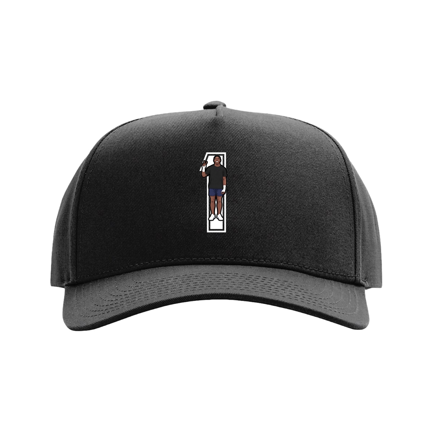 Full Fabric Five-Panel Champ Cap — Number in Black