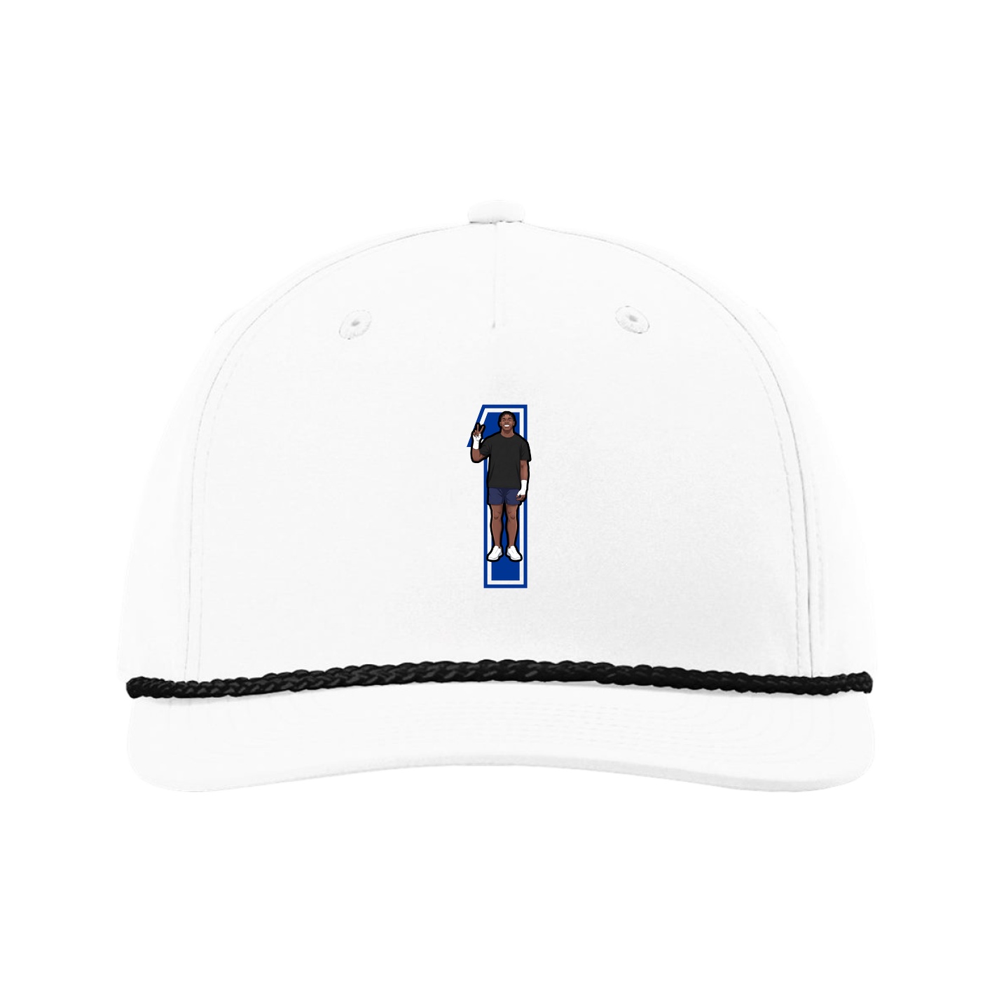 Five-Panel Classic Rope Cap — Number in White