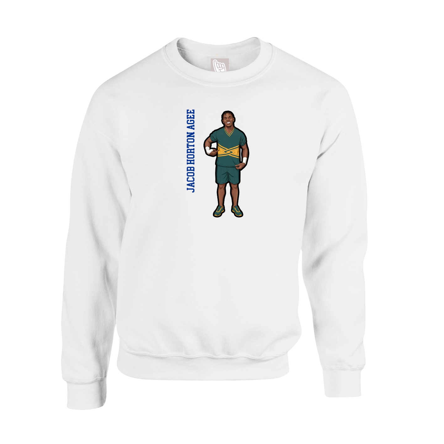 Fleece Crew — Name Vertical in White