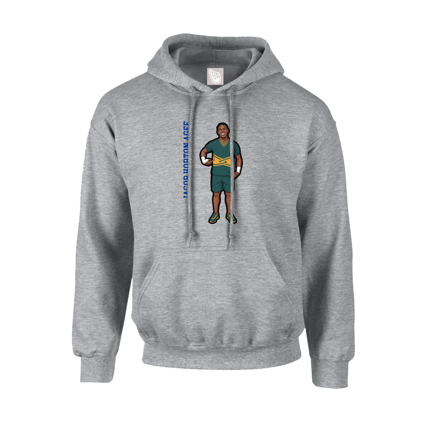 Youth Hoodie — Name Vertical in Grey