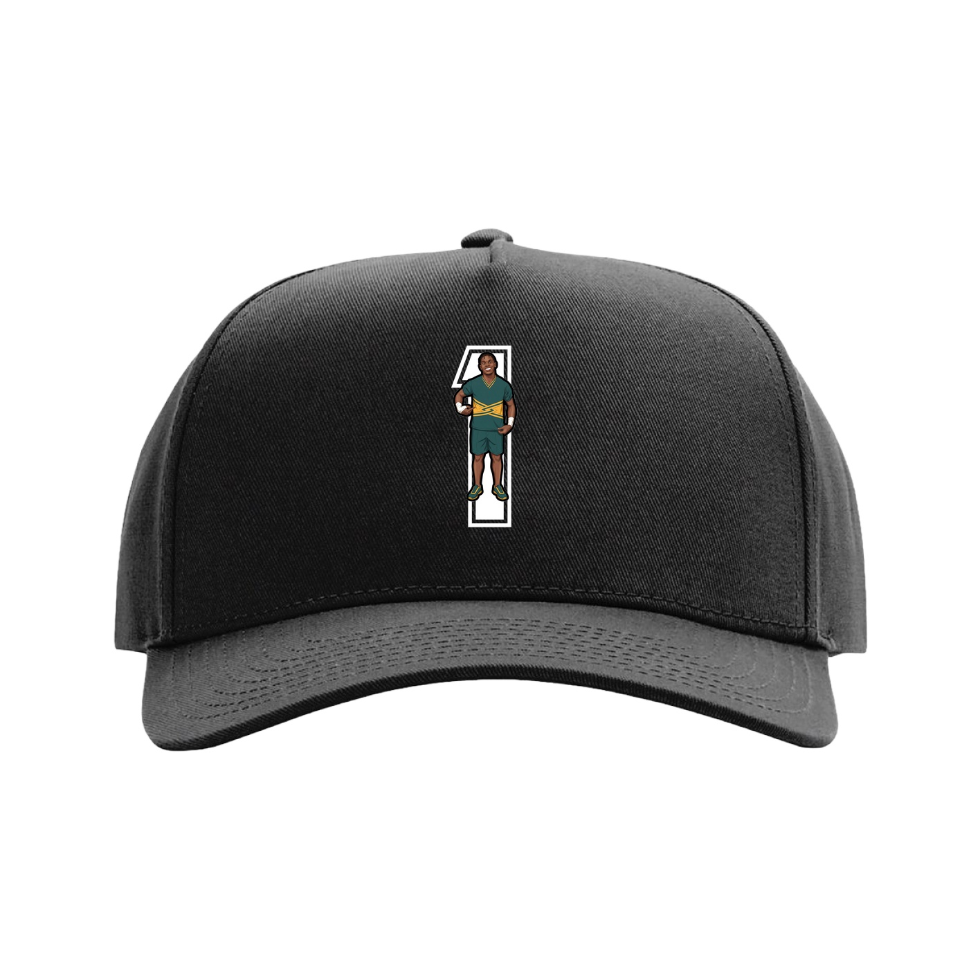 Full Fabric Five-Panel Champ Cap — Number in Black