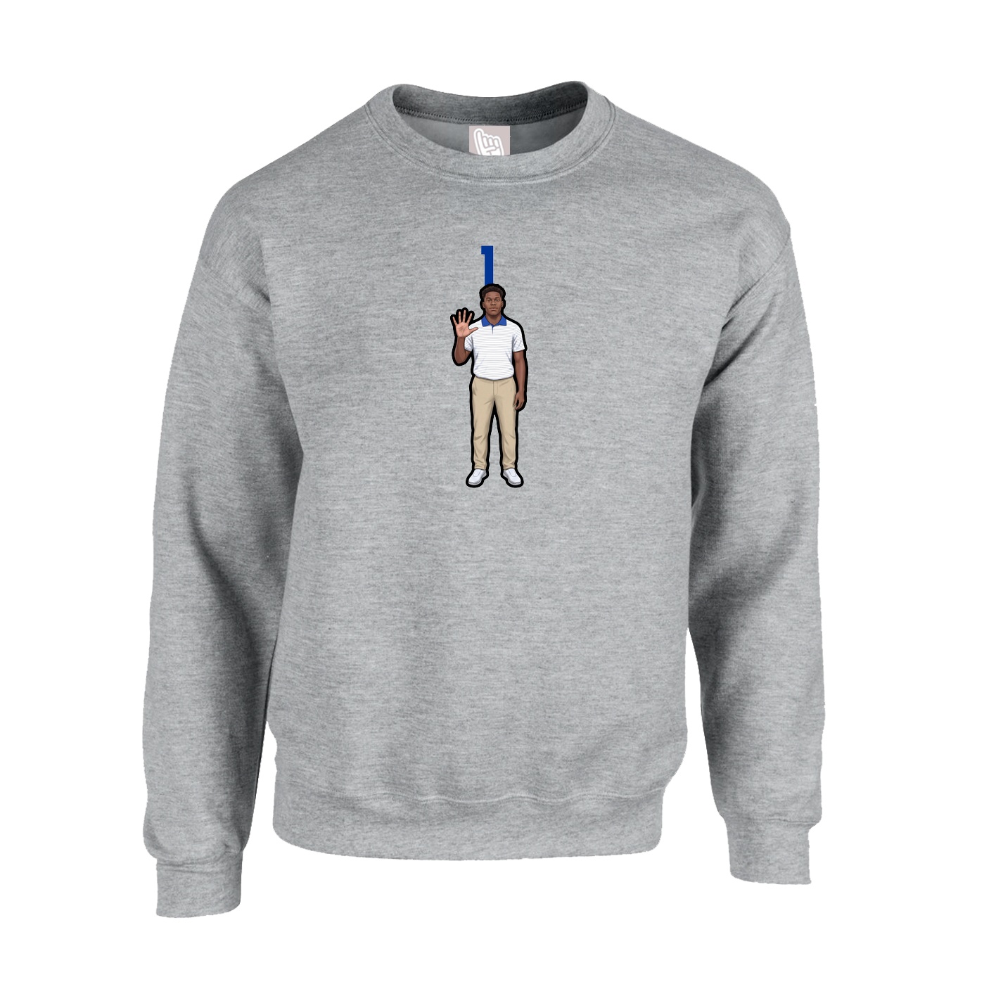 Fleece Crew — Number Top in Grey