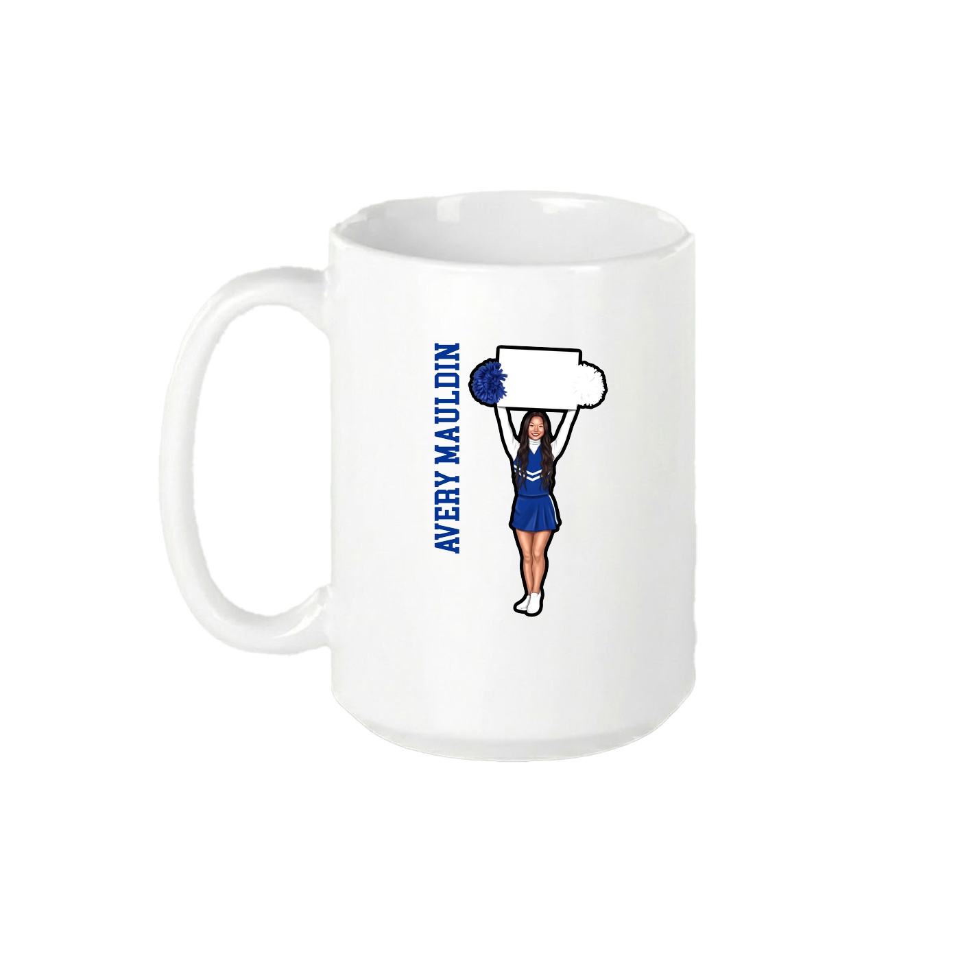 15oz Coffee Mug — Name Vertical in White