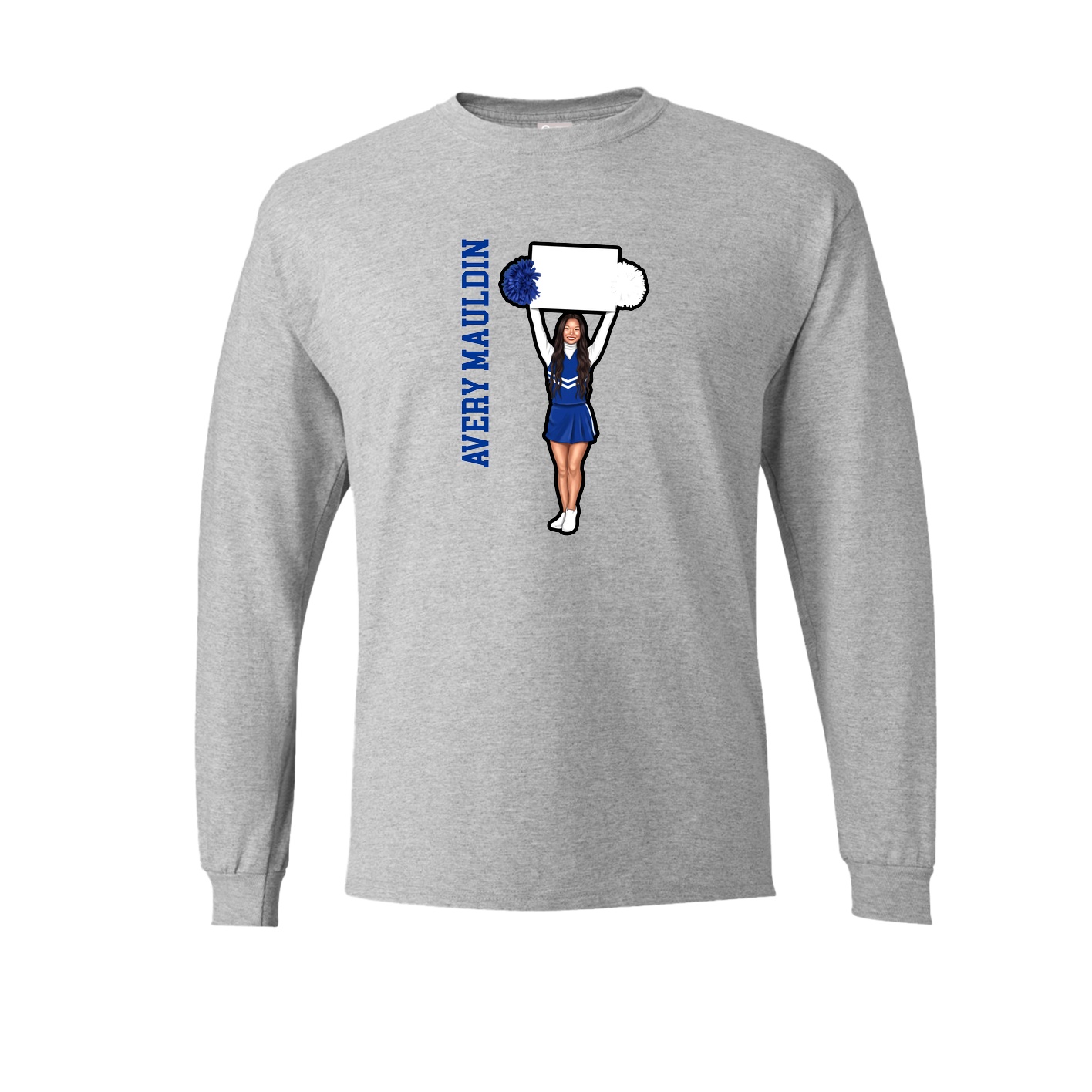 Long Sleeve Tee — Name Vertical in Grey