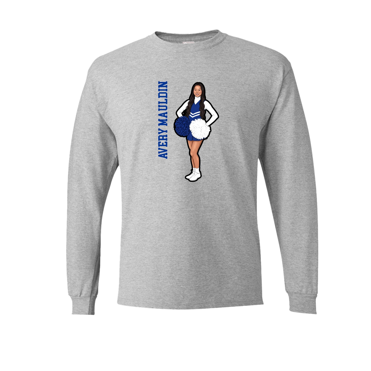 Long Sleeve Tee — Name Vertical in Grey