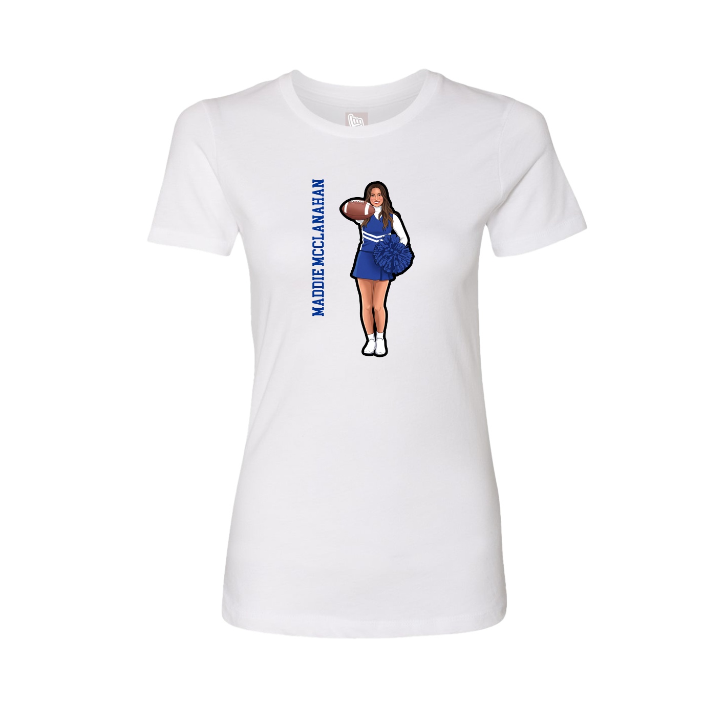 Fitted Women's Tee — Name Vertical in White