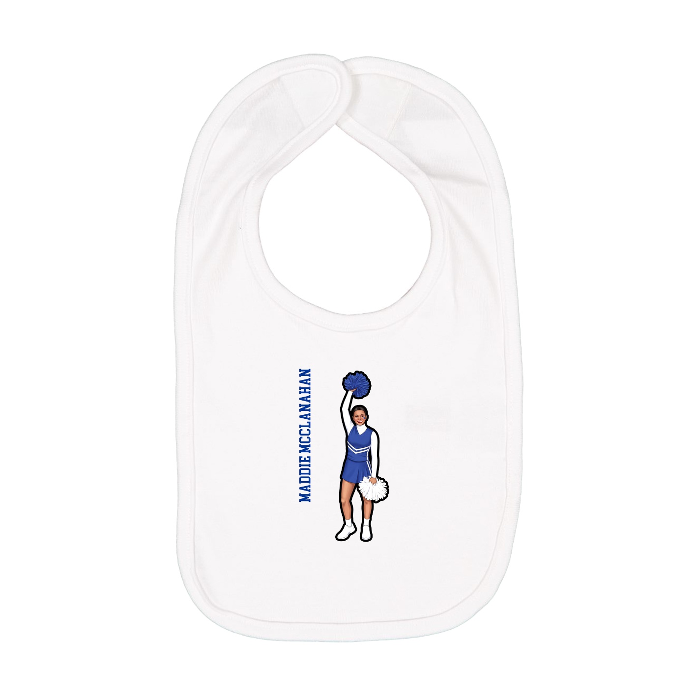 Infant Bib — Name Vertical in White