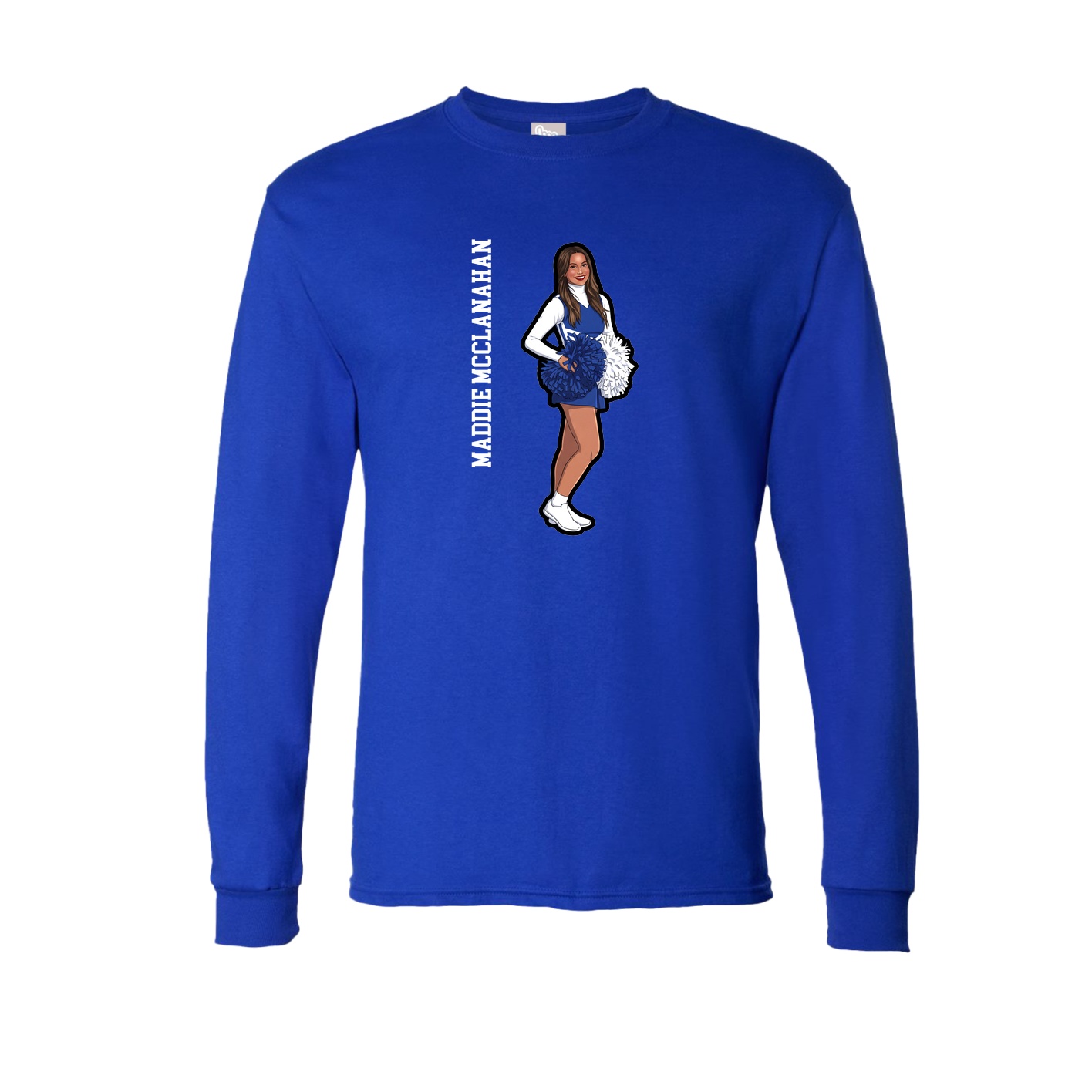 Long Sleeve Tee — Name Vertical in Royal