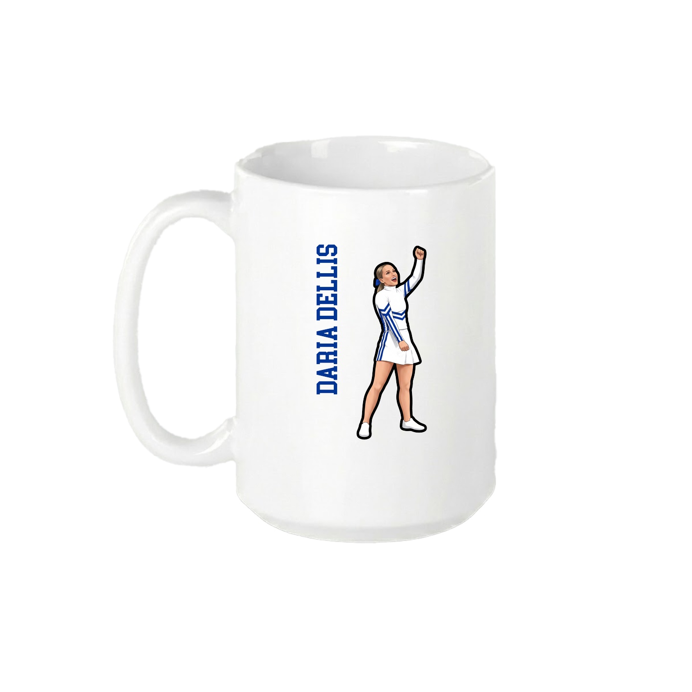 15oz Coffee Mug — Name Vertical in White