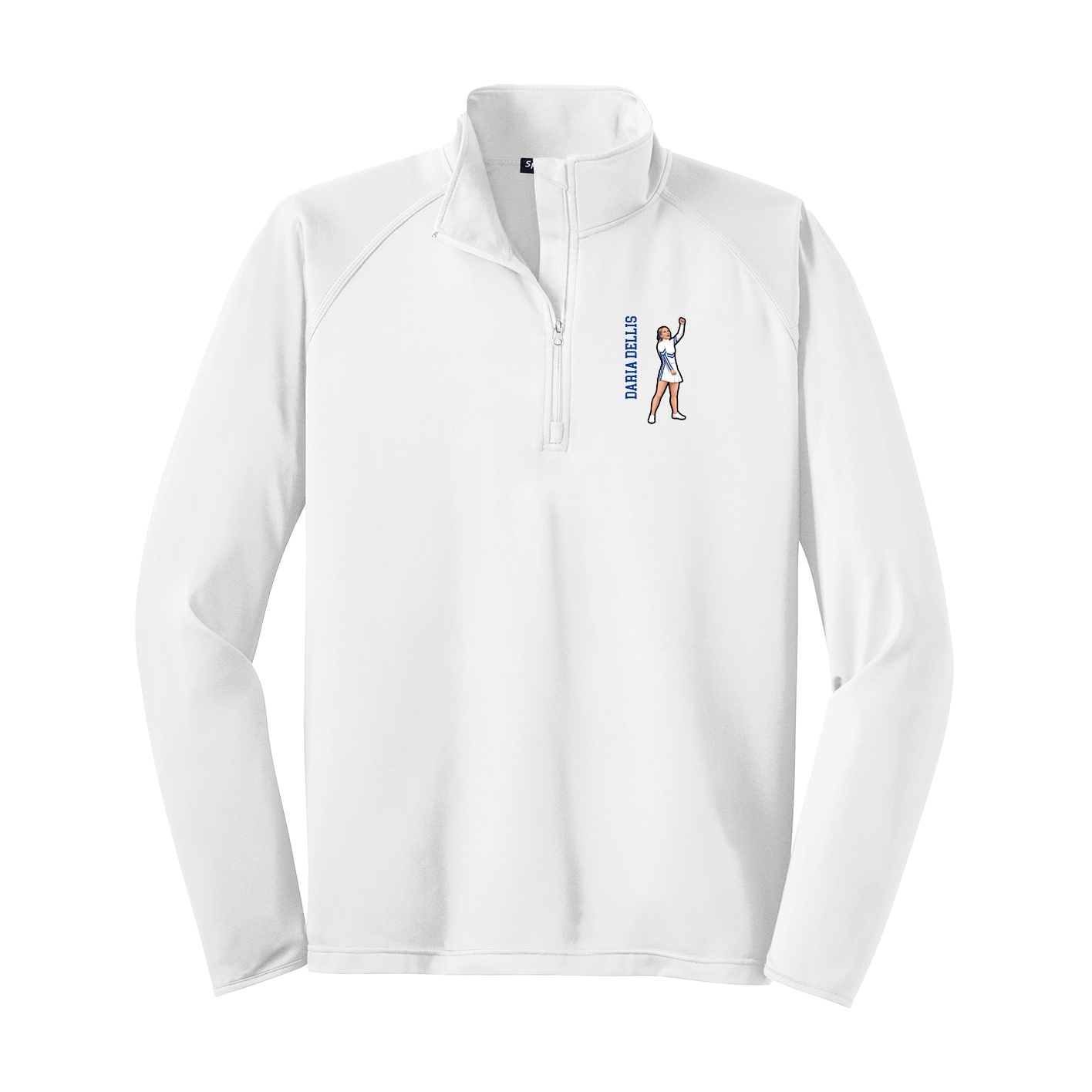 Q-Zip Pullover — Name Vertical in White