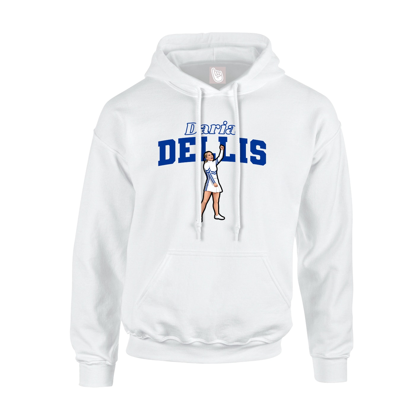 Youth Hoodie — Name Arch in White