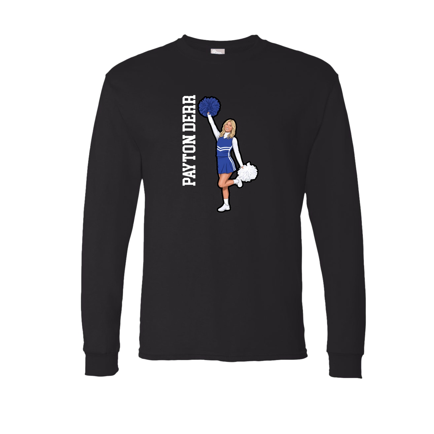 Long Sleeve Tee — Name Vertical in Black
