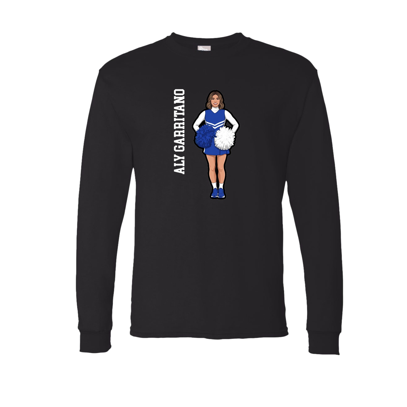Long Sleeve Tee — Name Vertical in Black