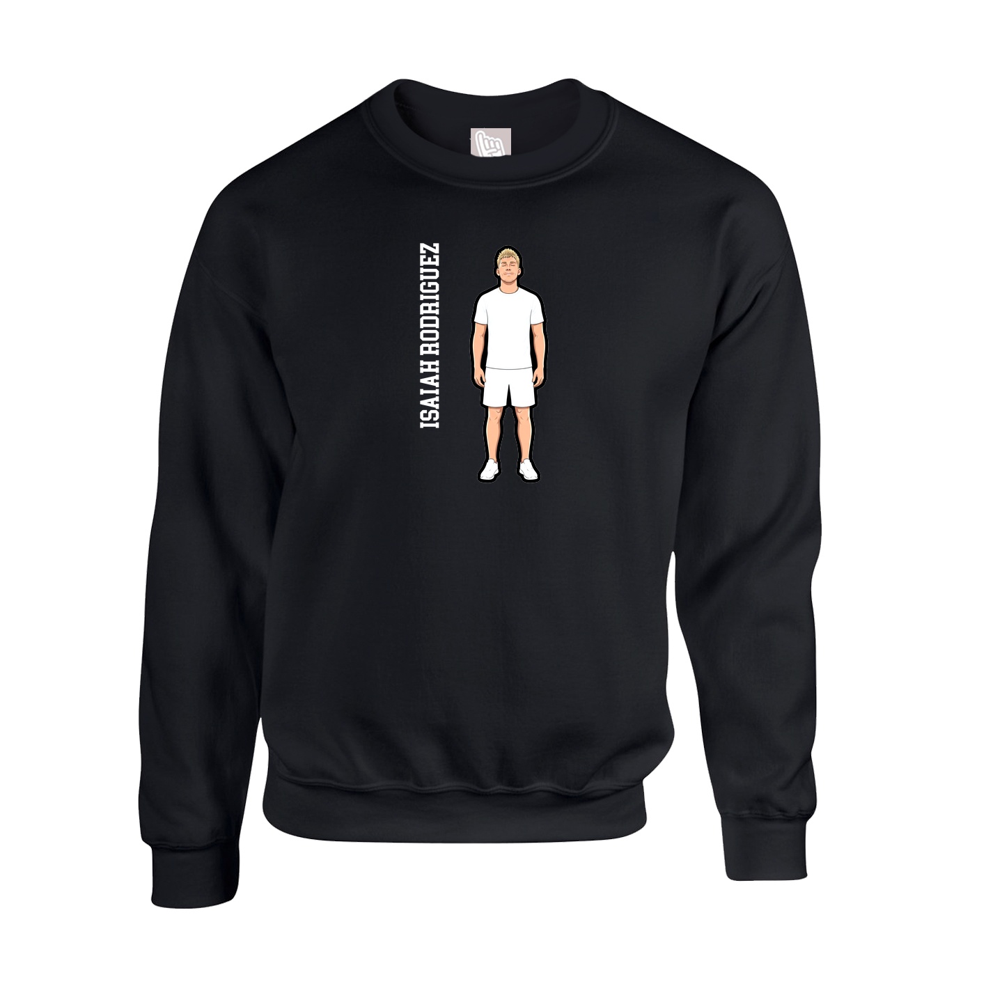 Fleece Crew — Name Vertical in Black