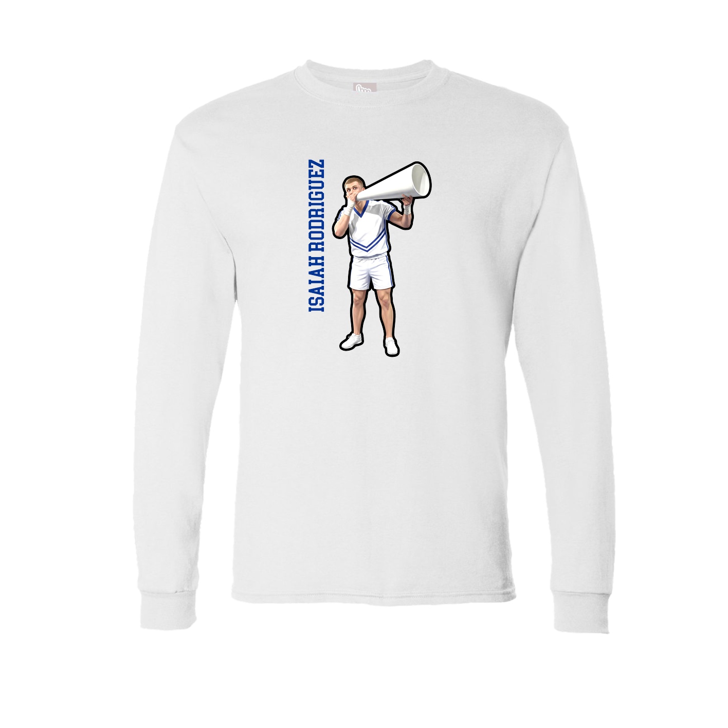 Long Sleeve Tee — Name Vertical in White