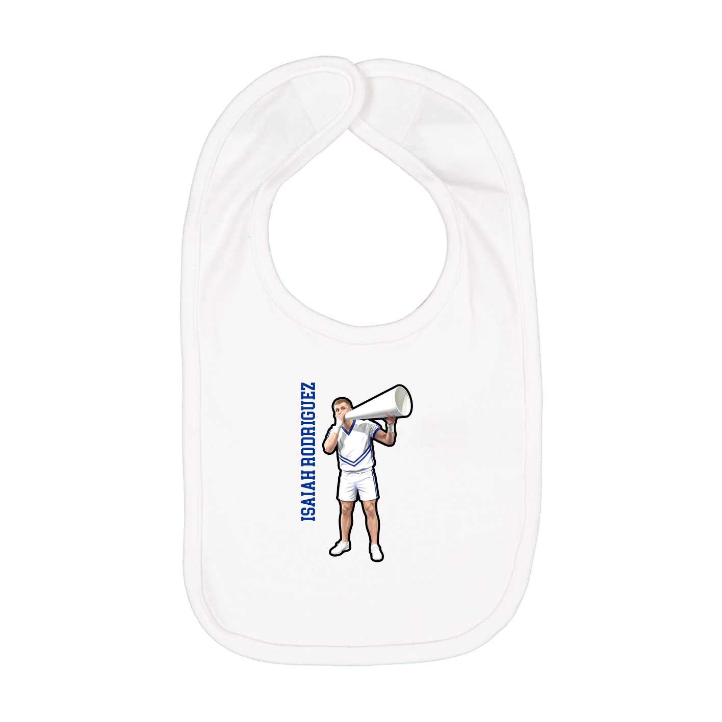 Infant Bib — Name Vertical in White