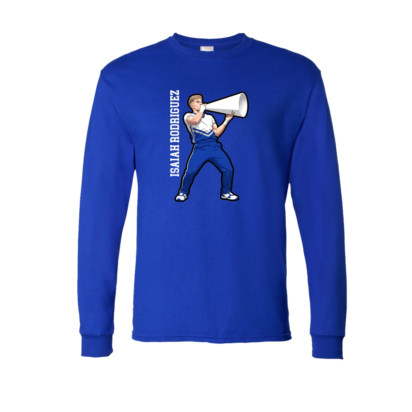 Long Sleeve Tee — Name Vertical in Royal