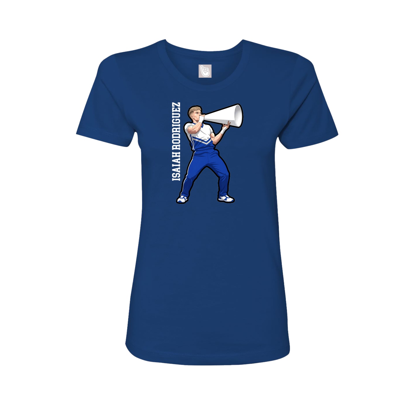 Fitted Women's Tee — Name Vertical in Royal