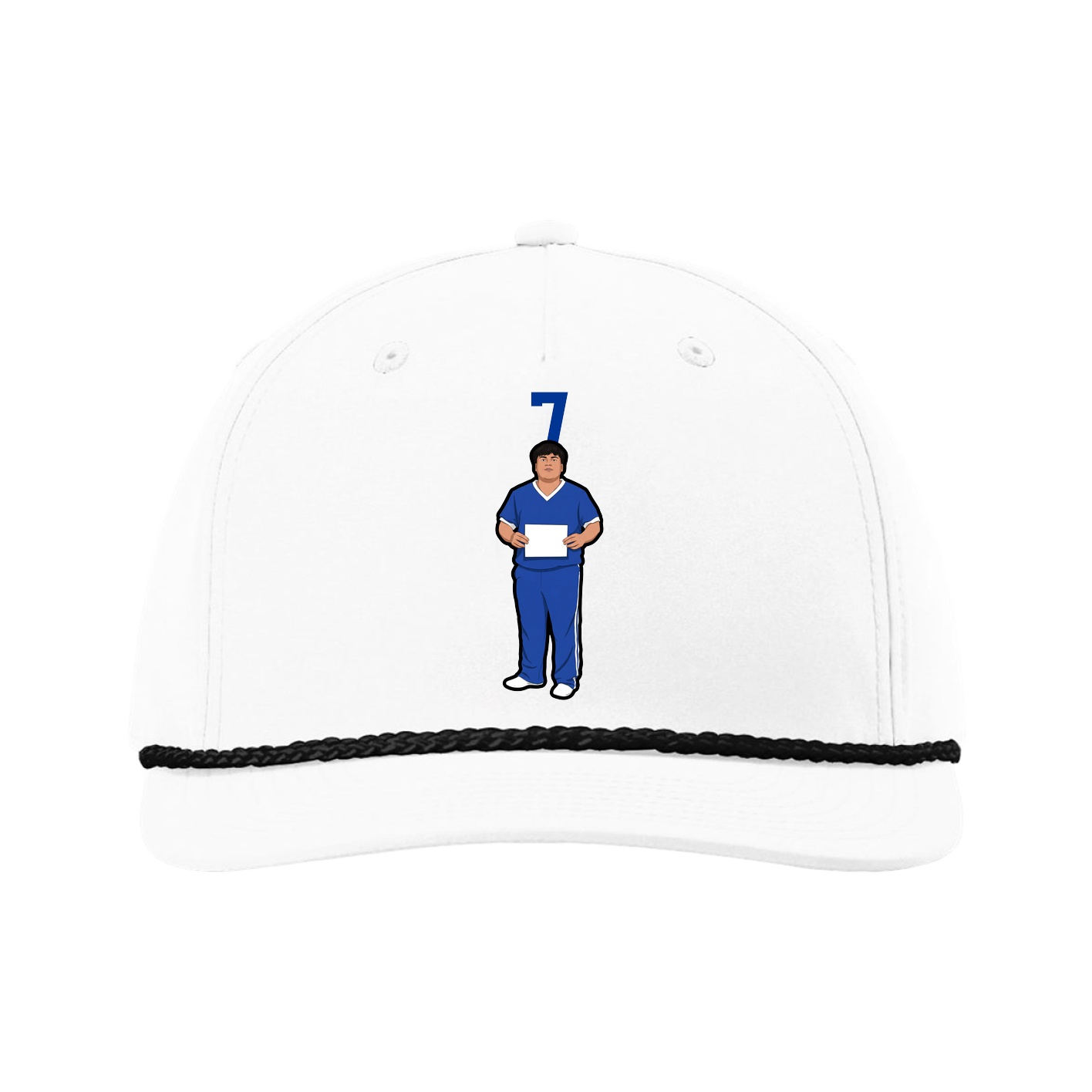 Five-Panel Classic Rope Cap — Number Top in White