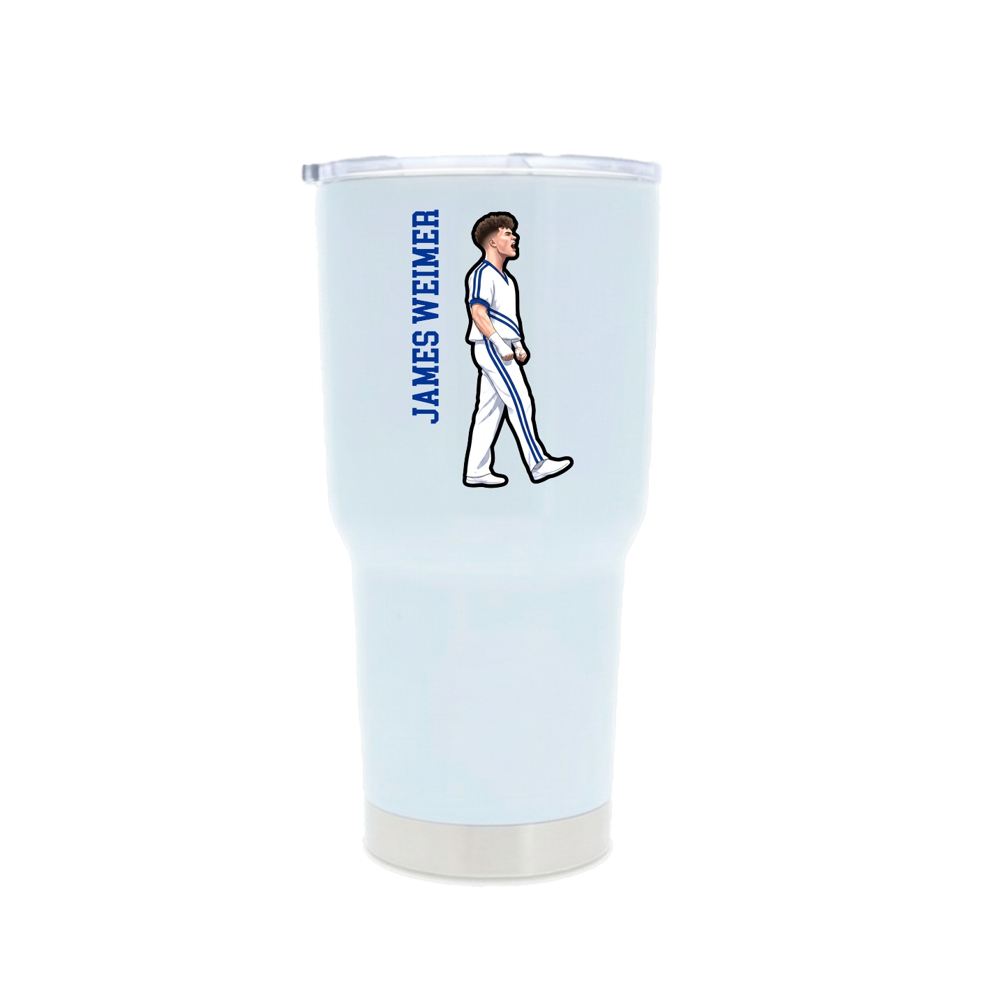 30oz Stainless Steel Tumbler — Name Vertical in White