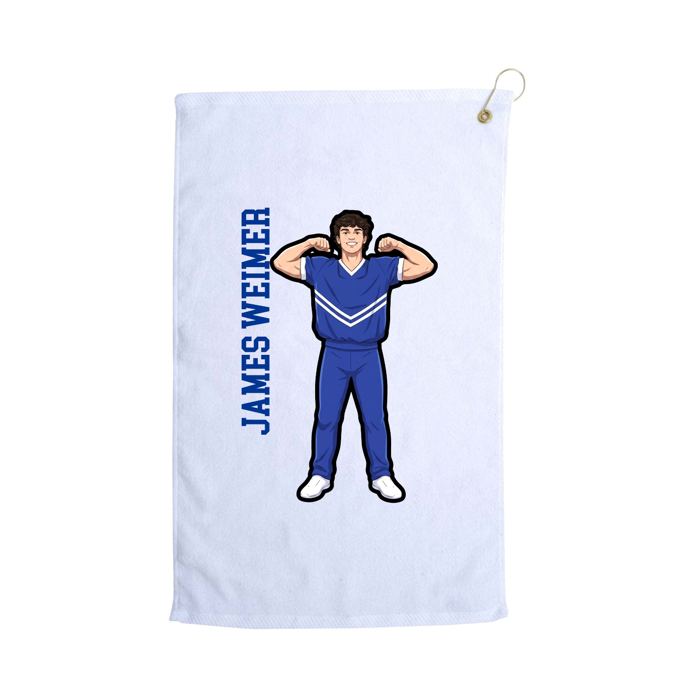 Golf Towel — Name Vertical in White