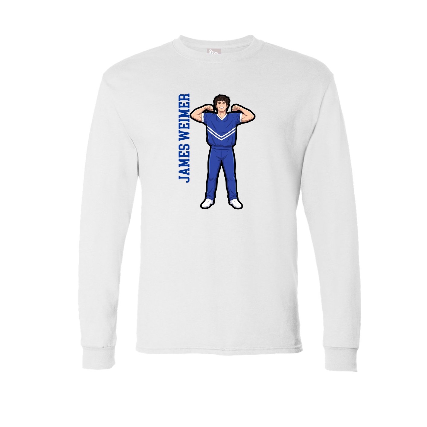Long Sleeve Tee — Name Vertical in White