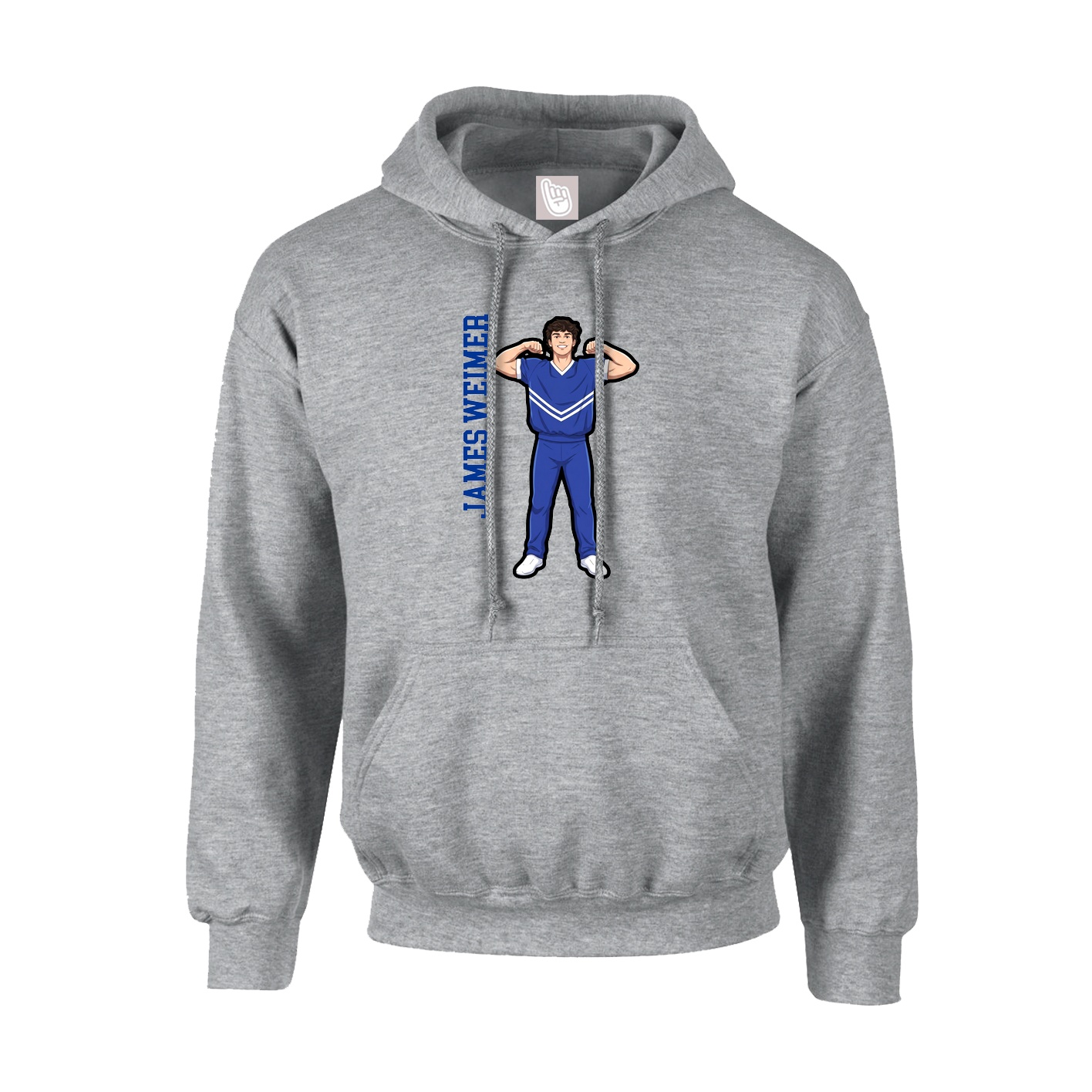 Youth Hoodie — Name Vertical in Grey