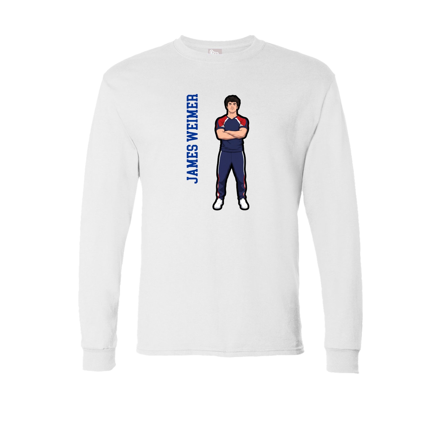 Long Sleeve Tee — Name Vertical in White