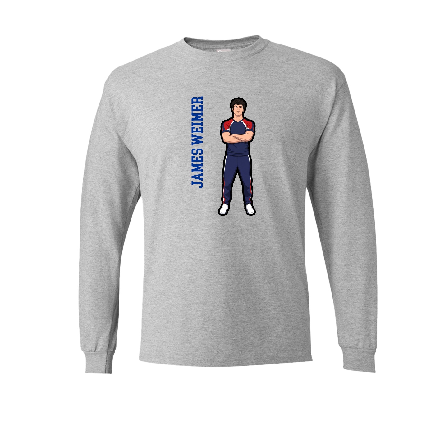 Long Sleeve Tee — Name Vertical in Grey
