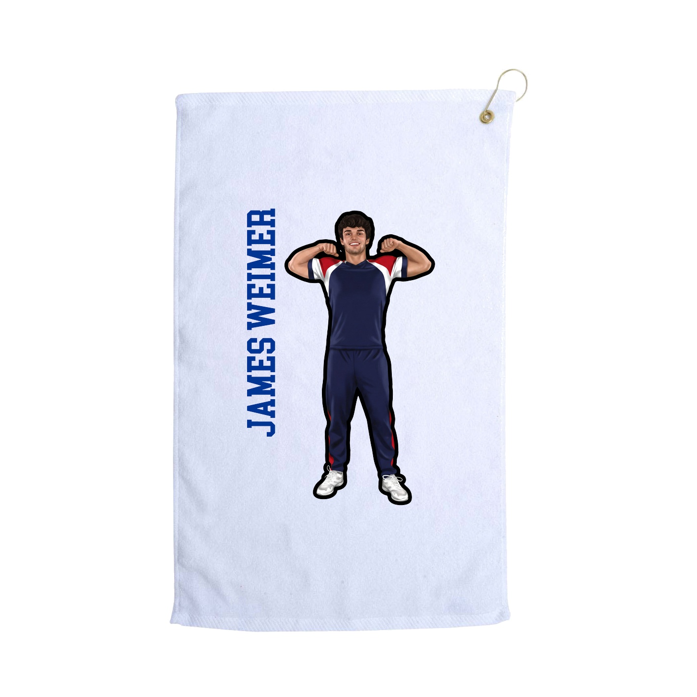 Golf Towel — Name Vertical in White