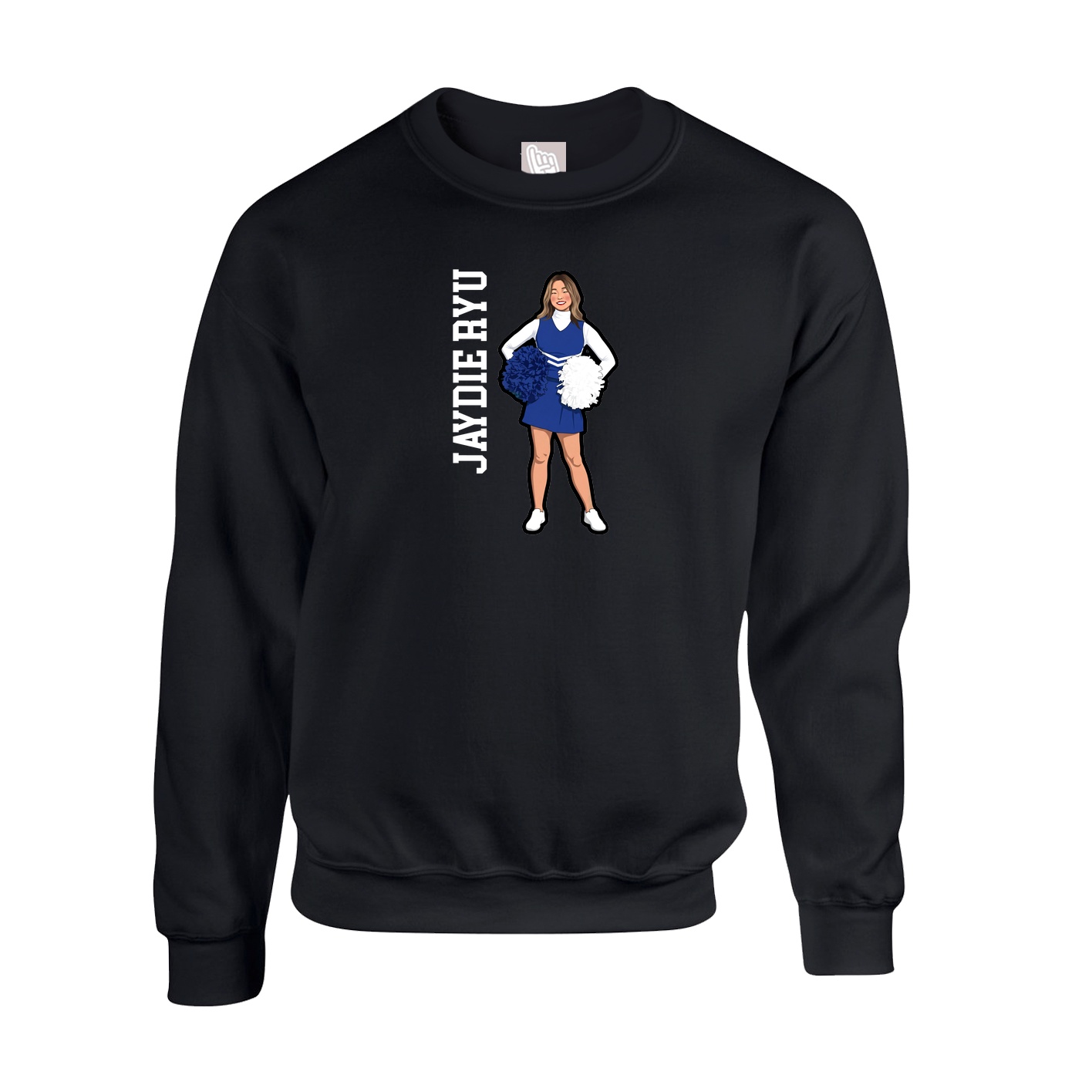 Fleece Crew — Name Vertical in Black