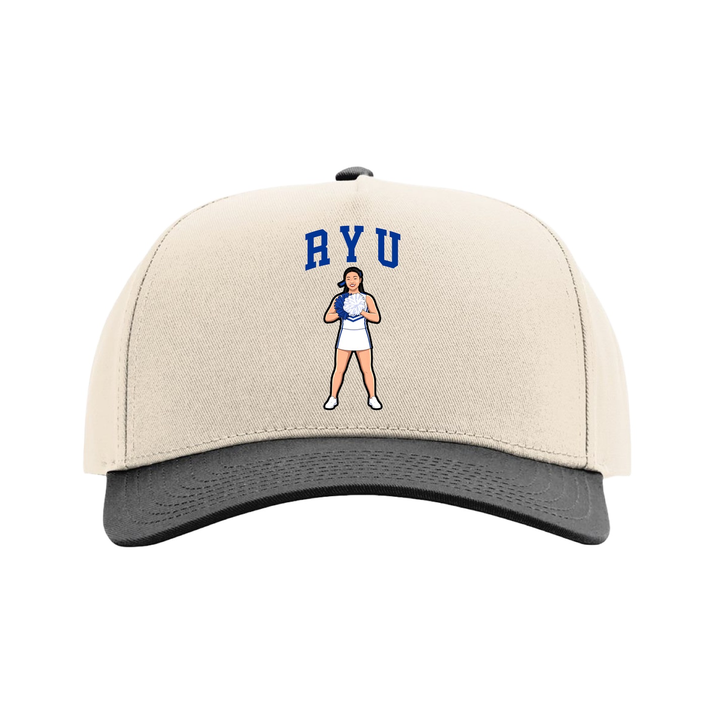 Full Fabric Five-Panel Champ Cap — Shirsey in Cream/Black