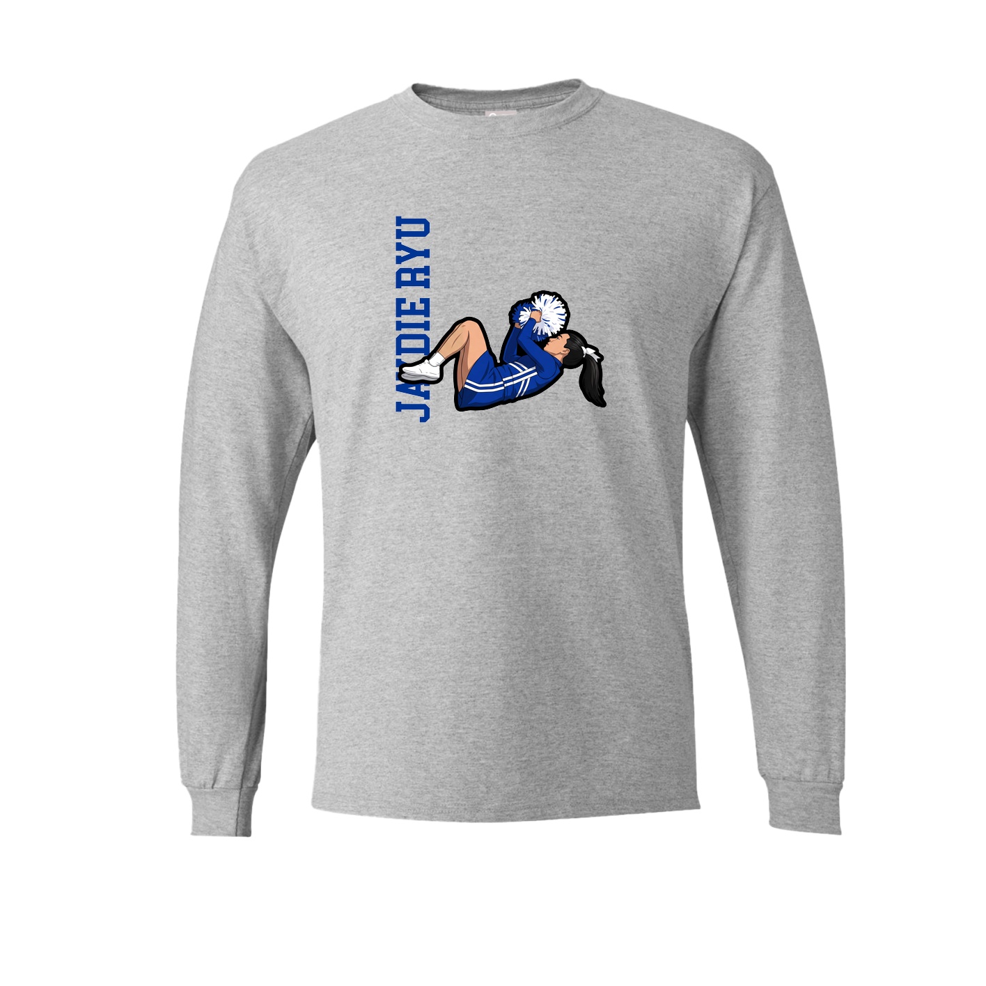 Long Sleeve Tee — Name Vertical in Grey