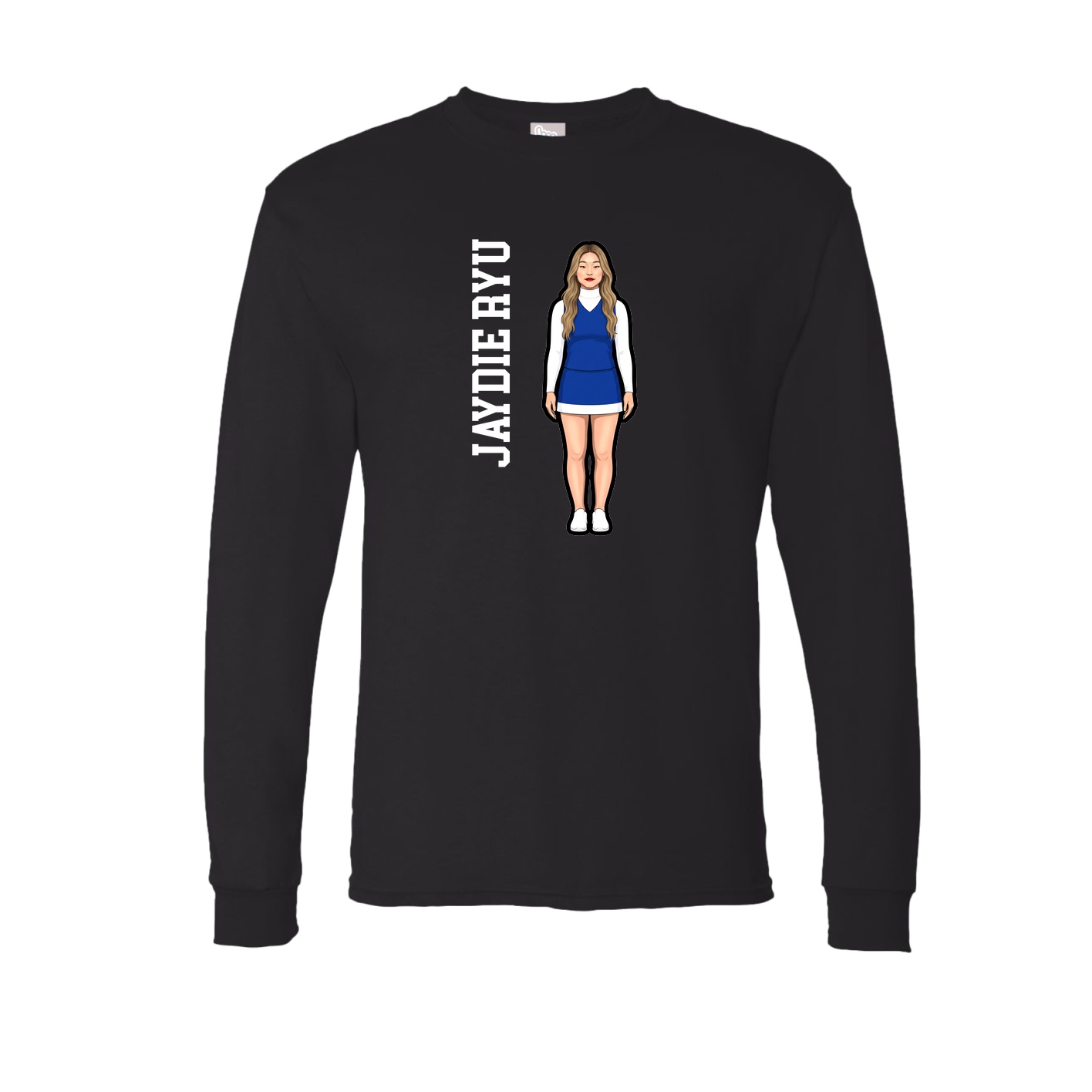 Long Sleeve Tee — Name Vertical in Black