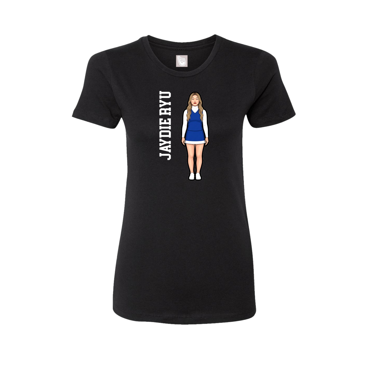 Fitted Women's Tee — Name Vertical in Black