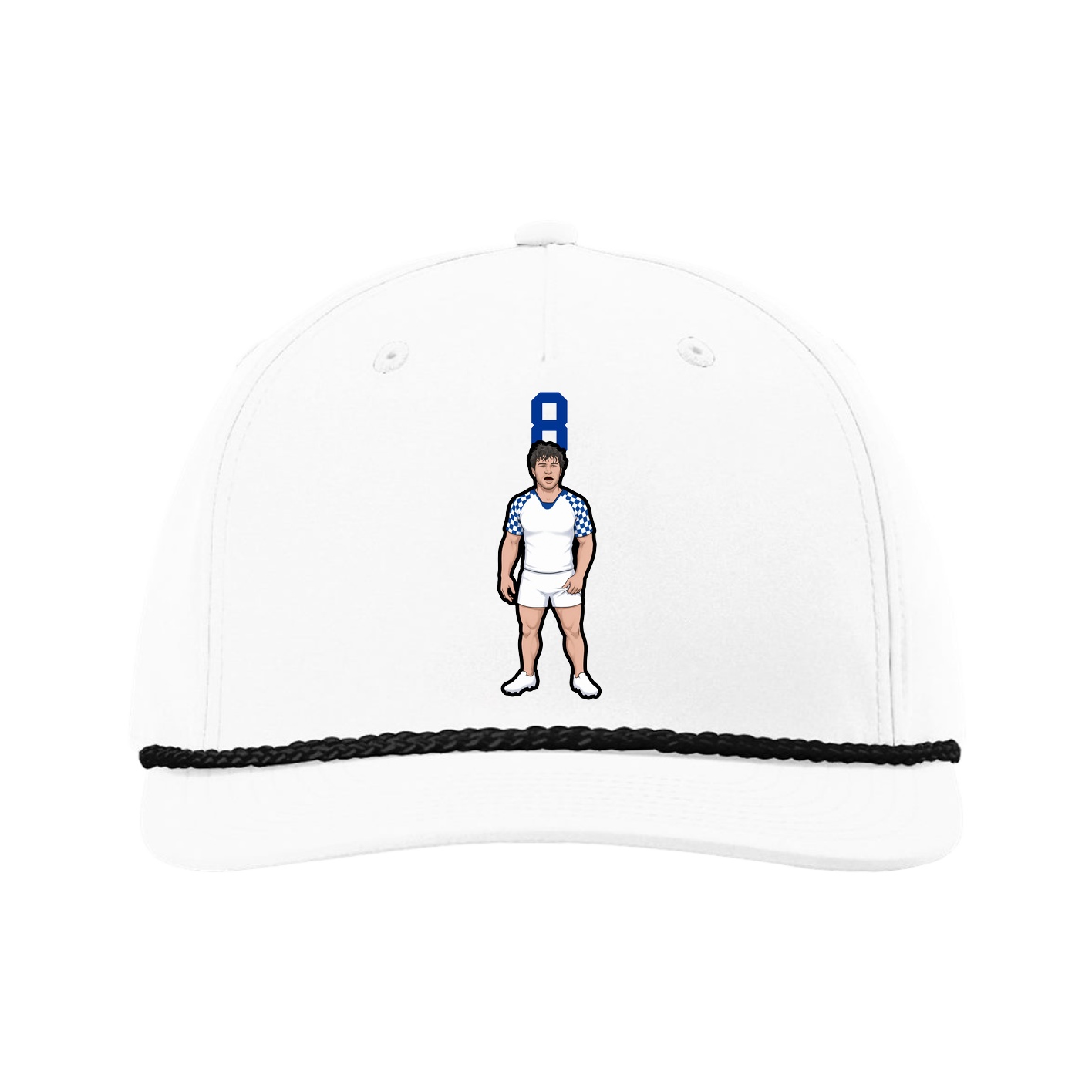 Five-Panel Classic Rope Cap — Number Top in White