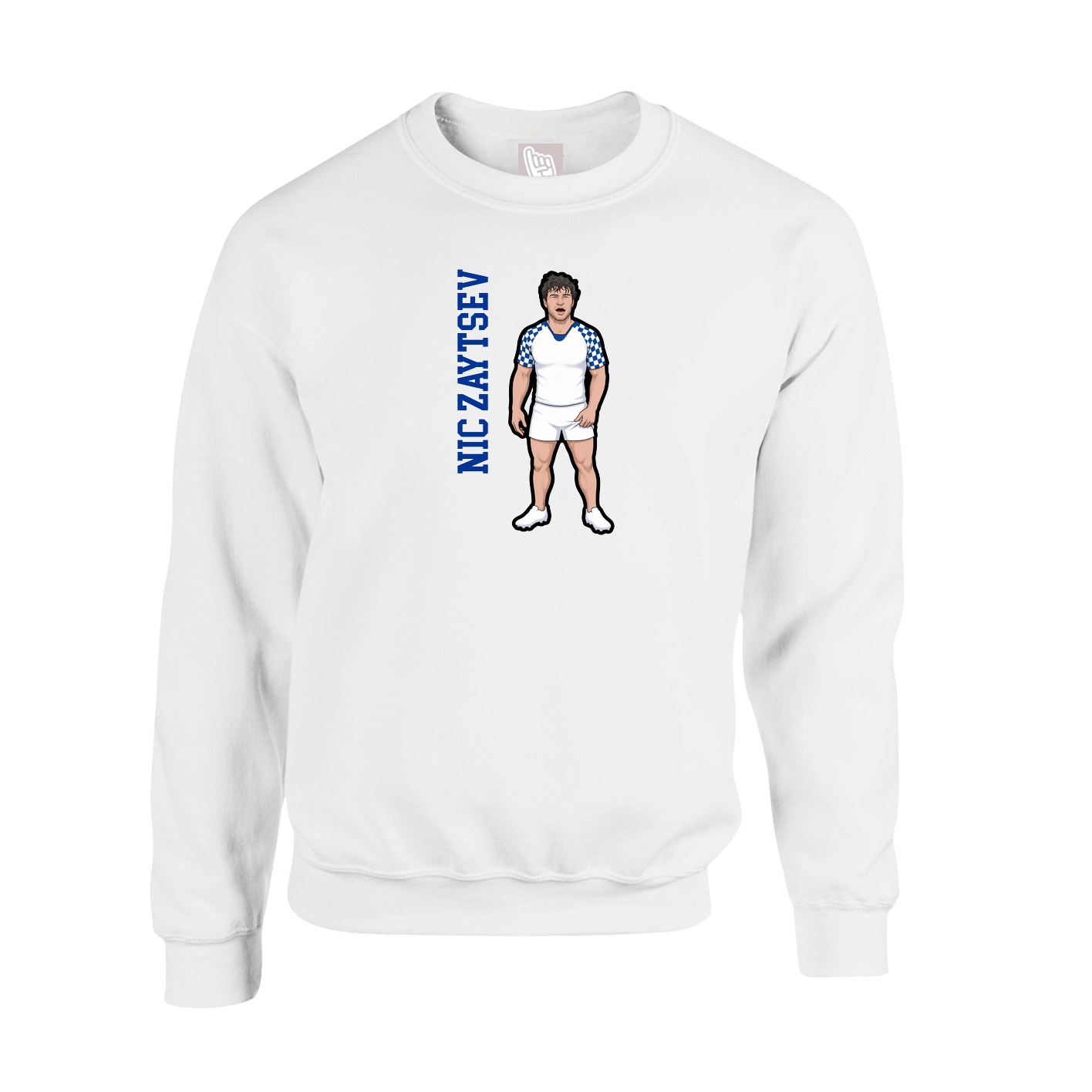 Fleece Crew — Name Vertical in White