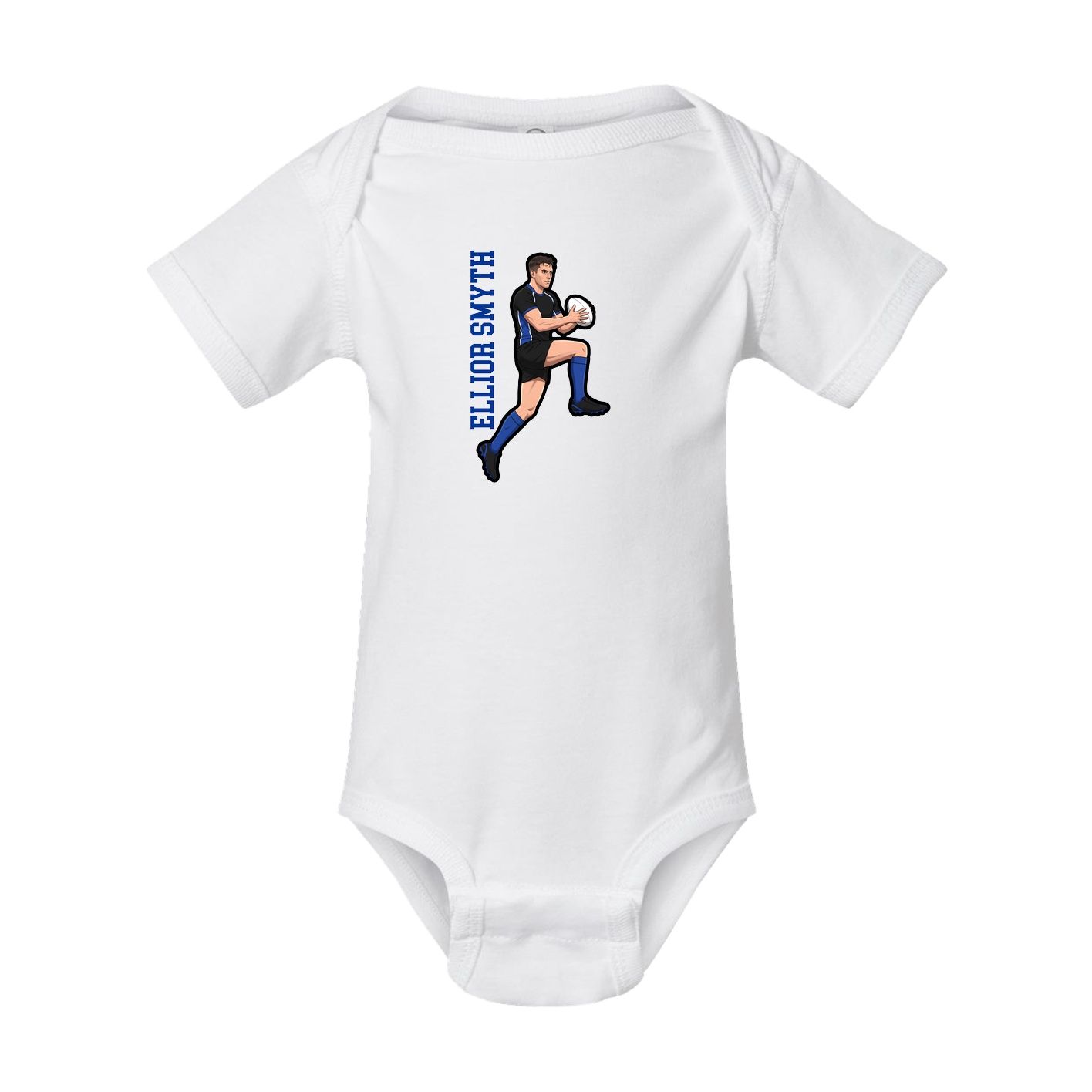 Baby Onesie — Name Vertical in White