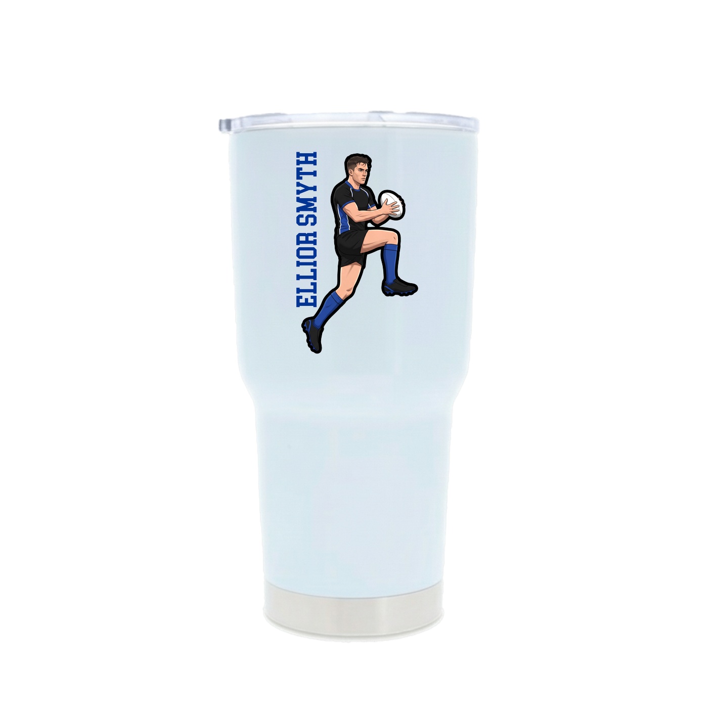 30oz Stainless Steel Tumbler — Name Vertical in White