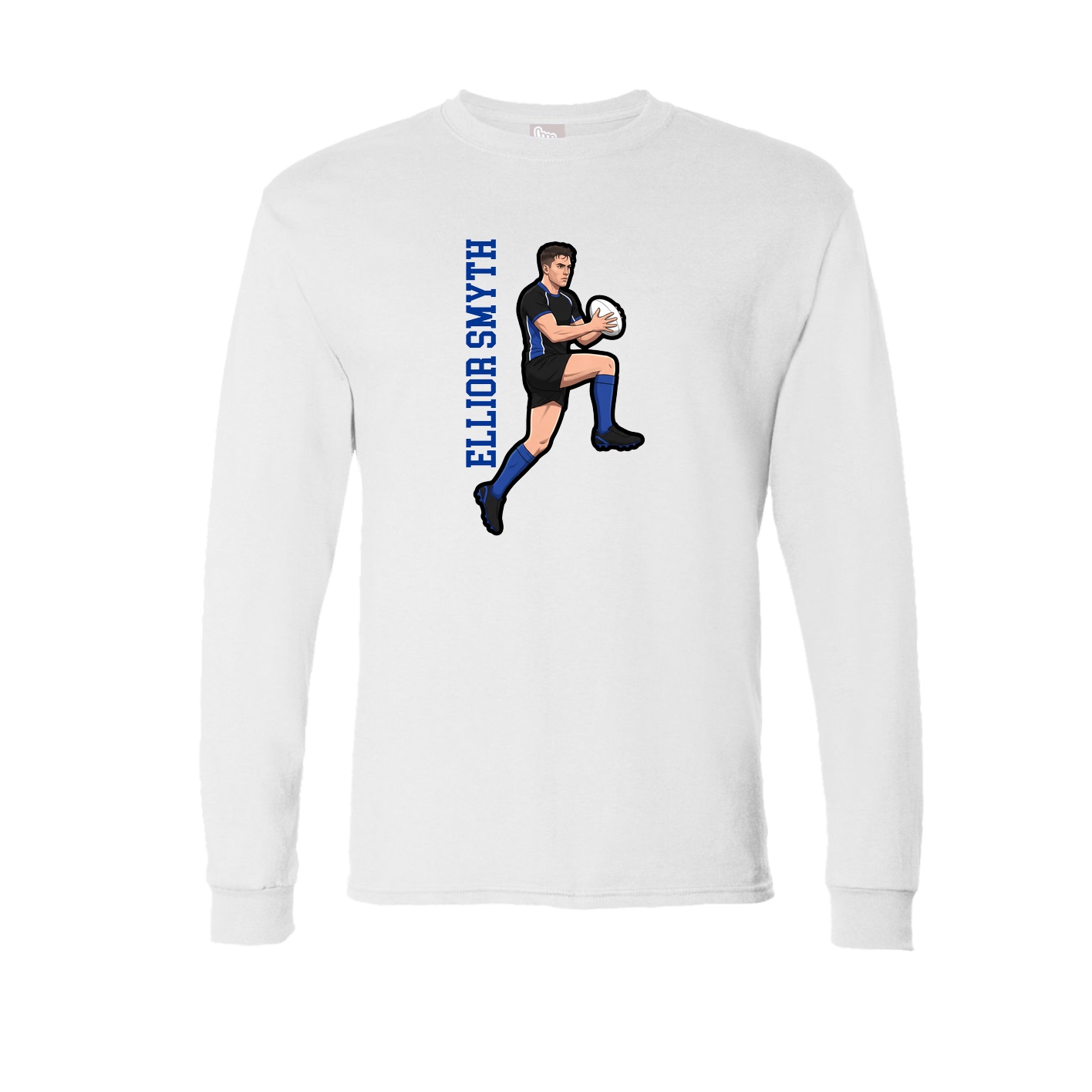 Long Sleeve Tee — Name Vertical in White