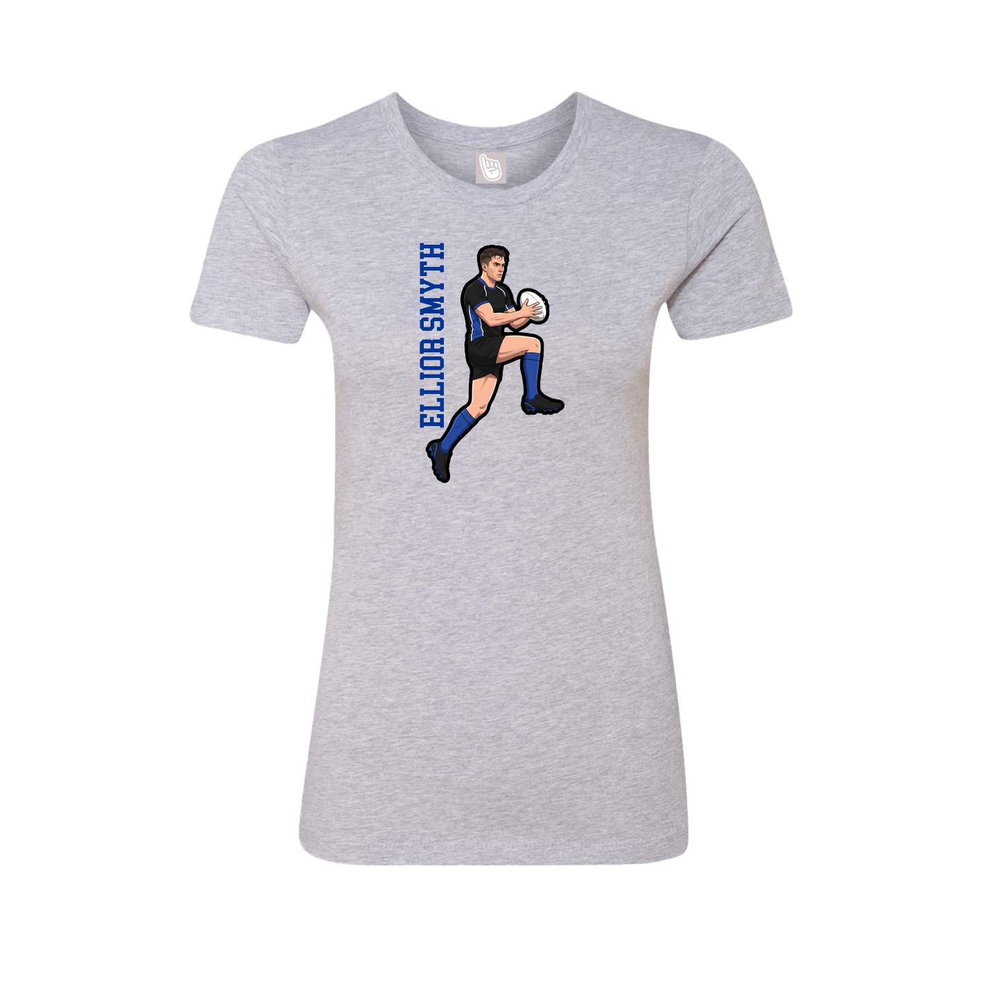 Fitted Women's Tee — Name Vertical in Grey